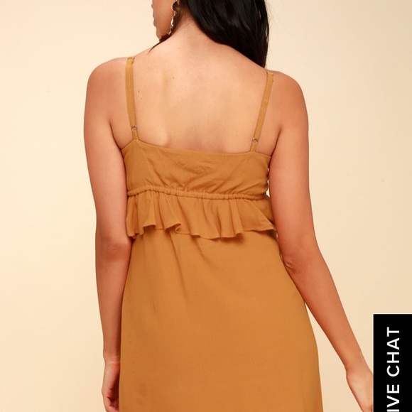 🧡Golden Yellow Ruffled Shift Dress - Picture 4 of 7